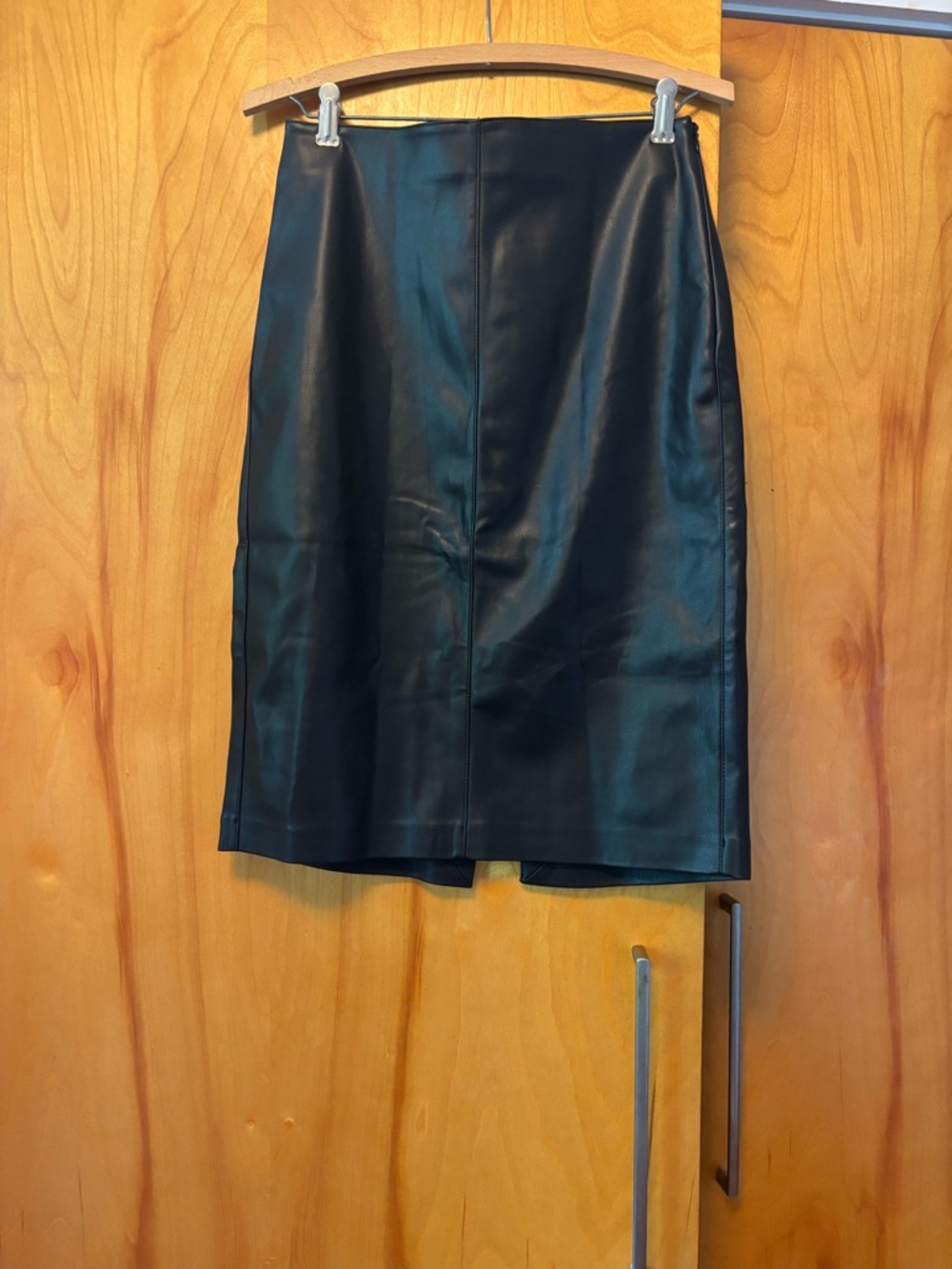 Mango Black Leather-Effect Pencil Skirt NWT